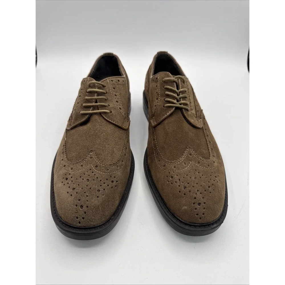 Joseph Abboud Frederick Shoes Men's Size 10D Beige Suede Wingtip Brogue Oxford